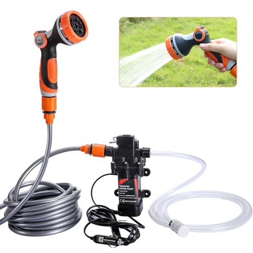 Bang4buck Portable Intelligent Electric Pressure Washer Pump 120W 80PSI 12V Portable Pressure Powerful Washing Kit for Home, Car, Garden, Projects - Image 1