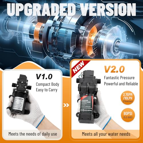 Bang4buck Portable Intelligent Electric Pressure Washer Pump 120W 80PSI 12V Portable Pressure Powerful Washing Kit for Home, Car, Garden, Projects - Image 3