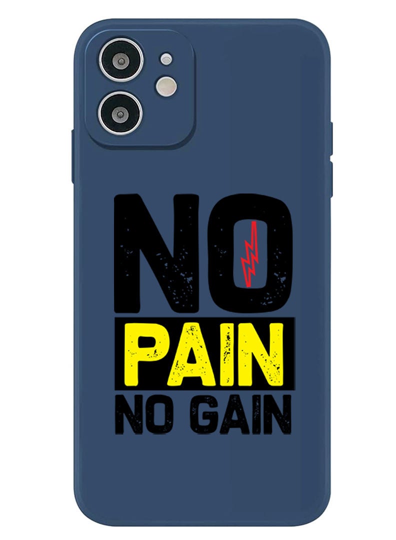 Theodor Protective Slim Fit Case Liquid Silicone Cover with Full Body Protection Anti-Scratch Shockproof Case For iPhone 12 Blue  - No pain No gain copy - Image 1