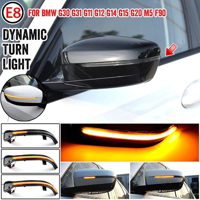 مصباح إشارة انعطاف LED ديناميكي متسلسل وامض بقطعتين لـ BMW 5 6 7 8 3 Series، أزرق وأصفر - Image 3