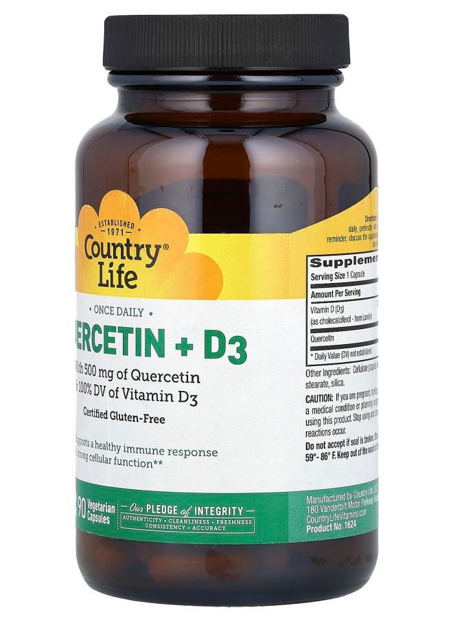 Country Life Quercetin + D3 90 Vegetarian Capsules  - Image 2