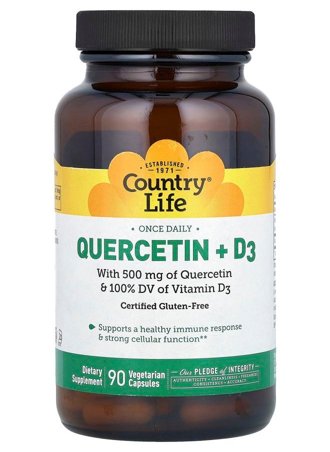 Country Life Quercetin + D3 90 Vegetarian Capsules  - Image 1