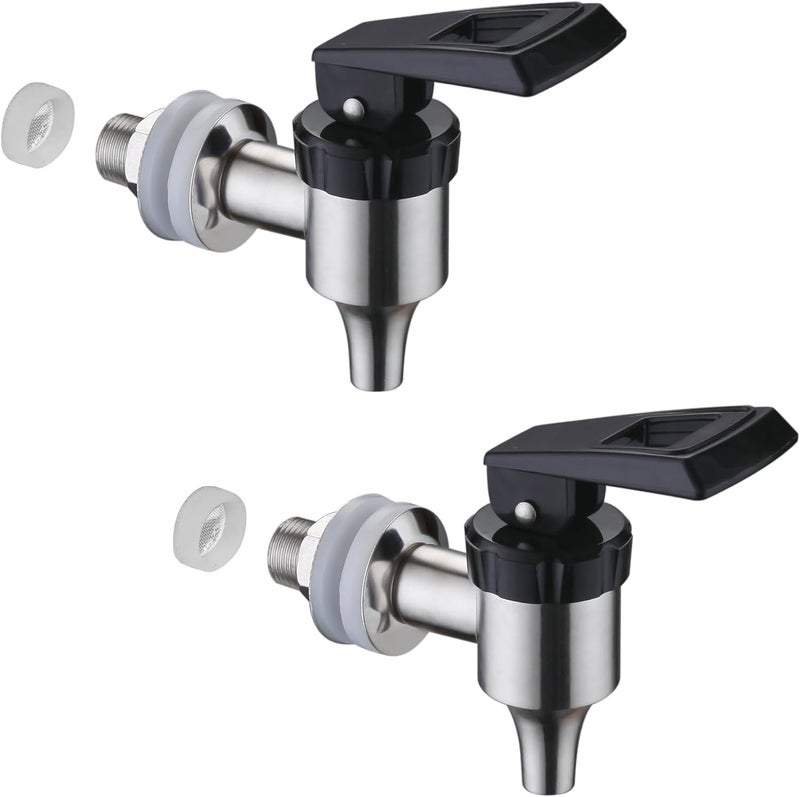 sumerain Replacement Spigot for Beverage Dispenser, Lead-Free Water Spigot with Strainer, Food-Grade Stainless Steel (2 Pack) - Image 1