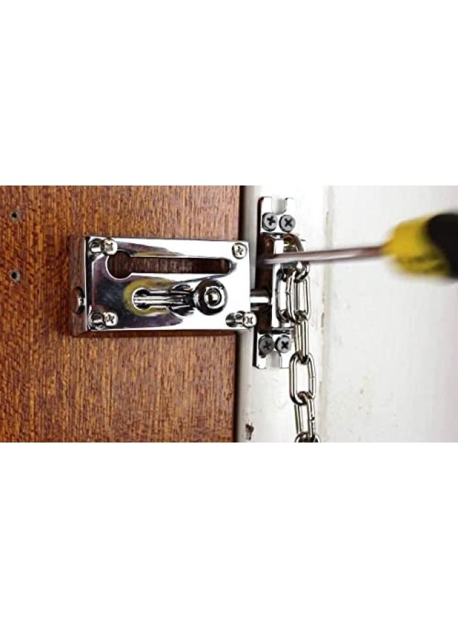 ROBUSTLINE - Door Chain Guard Gate Latches Safety Door Lock With Anti-Theft Chain Door Chain Locks With Double Locking System Aluminium Brass - Image 1