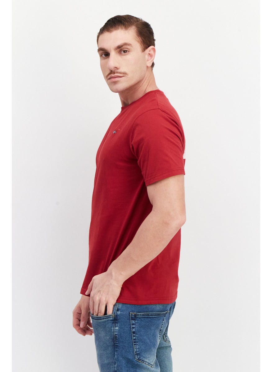 Nordland Men Crew Neck Short Sleeve Embroidered Logo T-Shirt, Settled Red  - Image 2
