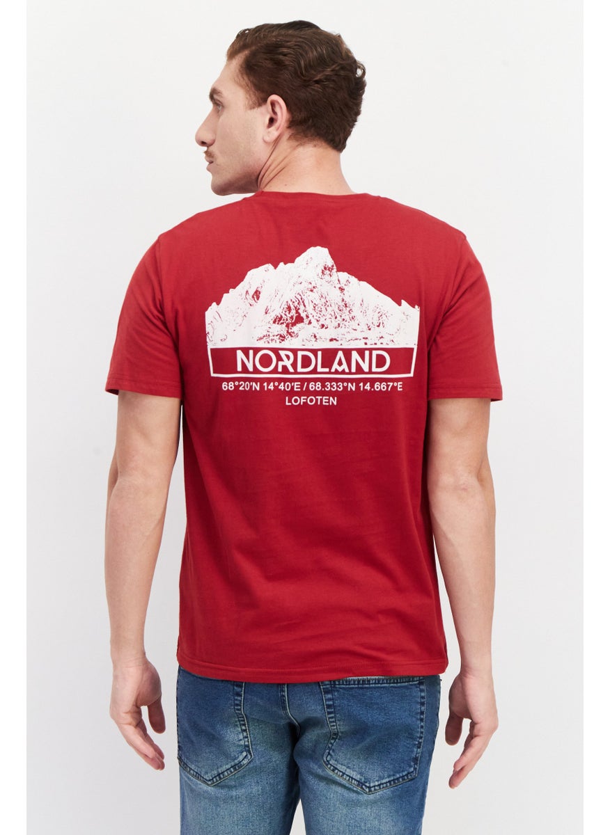 Nordland Men Crew Neck Short Sleeve Embroidered Logo T-Shirt, Settled Red  - Image 3