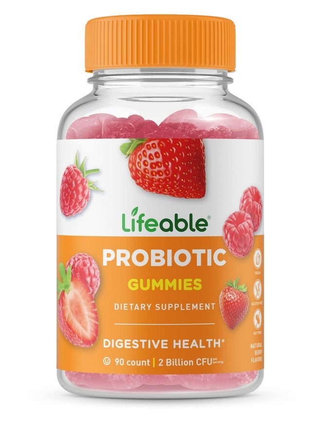 Lifeable Probiotics 2 Billion Cfu Great Tasting Natural Flavor Gummy Supplement Gluten Free Vegetarian Probiotic Chewable For Gut Health And Immune Support For Adults Man Women 90 Gummies - Image 2