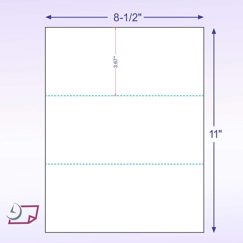 NextDayLabels - Pack of 500 Sheets, 8-1/2 x 11" Letter Size Perforated Paper (White, Perf @ 3-2/3" and 7-1/3") - Image 2