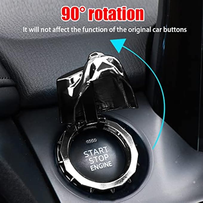 SWIUKPHE Car Push To Start Button Cover Vehicle Interior Engine Ignition Switch Protection Button Cover Sticker Bully Dog Car One Button Start Stop Decorative Cover Universal For Car Suv TruckBlack - Image 2