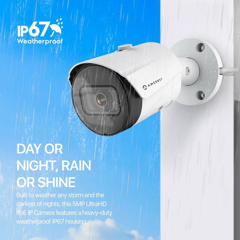 Amcrest 5MP Outdoor POE Camera 2592 x 1944p Bullet IP Security Camera, IP67, 132Â° Viewing Angle, Human & Vehicle Detection, Tripwire & Intrusion, 5-Megapixel, IP5M-B1186EW-AI-V3 (White) - Image 5