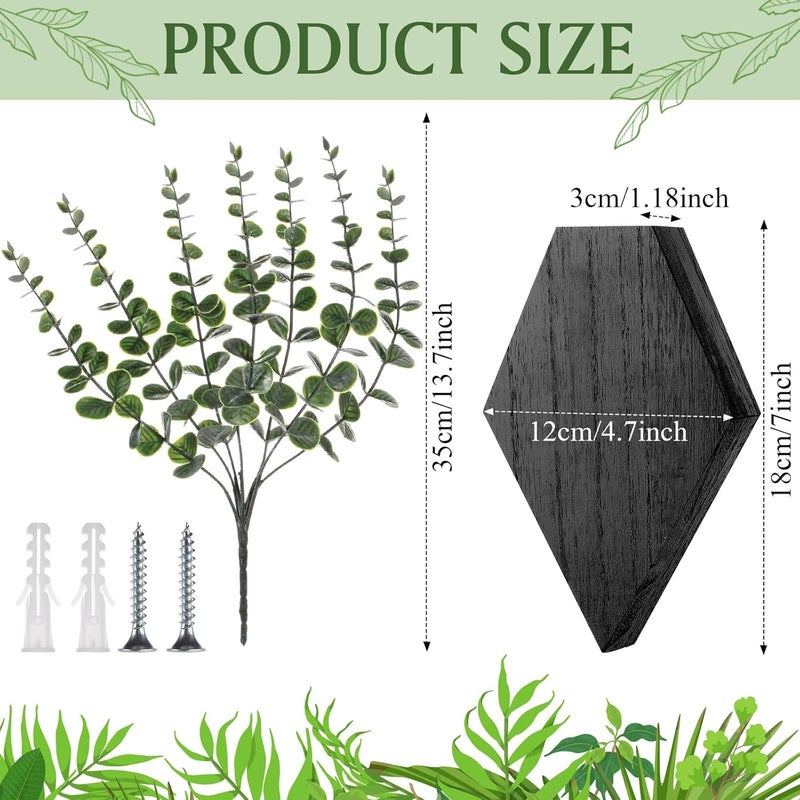 Chunful 2 Pcs Wooden Wall Planter Decor Hanging Fake Plants Greenery Flowers Holder Vase Boxes for Wall Bohemian Farmhouse Room Kitchen Office Indoor Decoration(Black,7.1 x 4.7 x 1.2 Inches) - Image 2