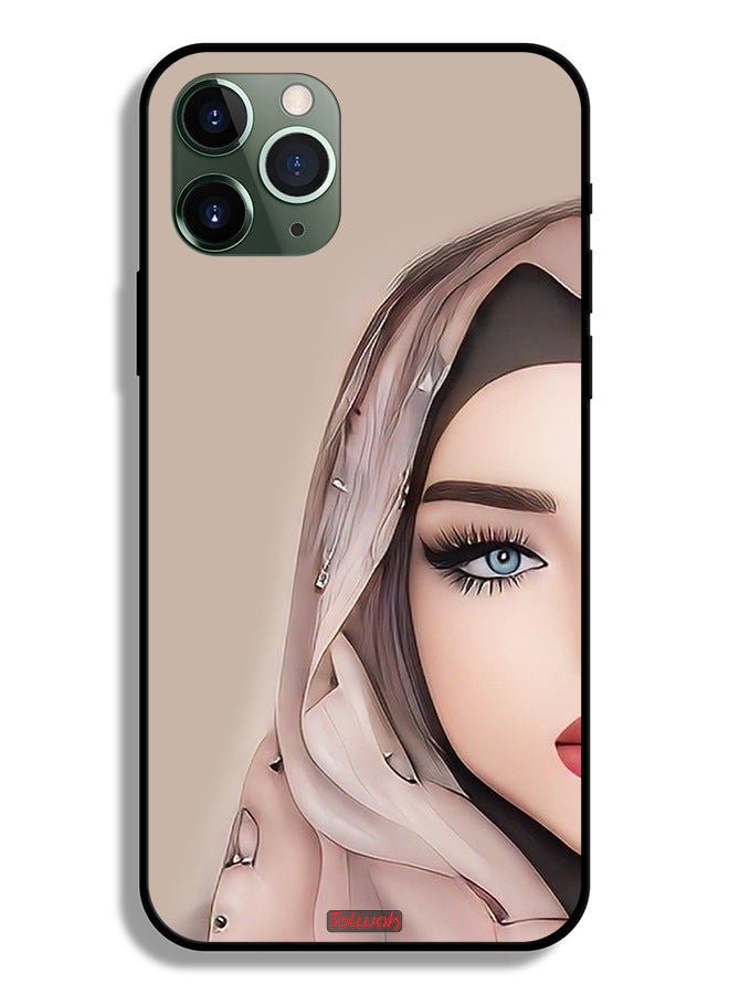 Tolwak Apple iPhone 11 Pro Max Protective Case Half Face Girl Art - Image 2