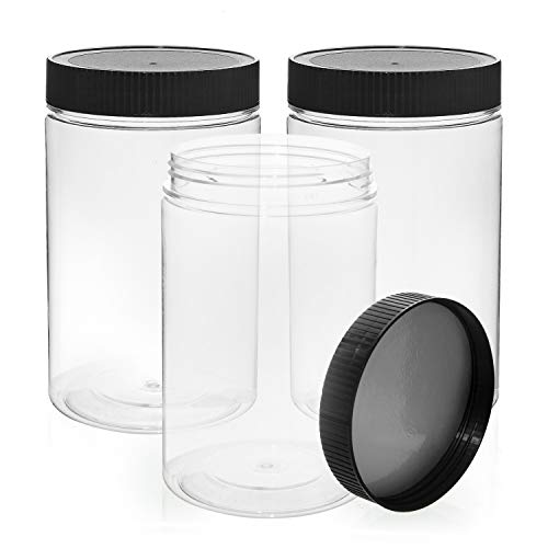 Vumdua 27 Ounce Plastic Jars with Lids, 3 Pack Food Storage Containers Airtight, Clear Containers for Organizing - Image 1