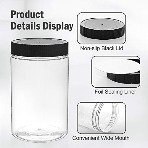 Vumdua 27 Ounce Plastic Jars with Lids, 3 Pack Food Storage Containers Airtight, Clear Containers for Organizing - Image 3
