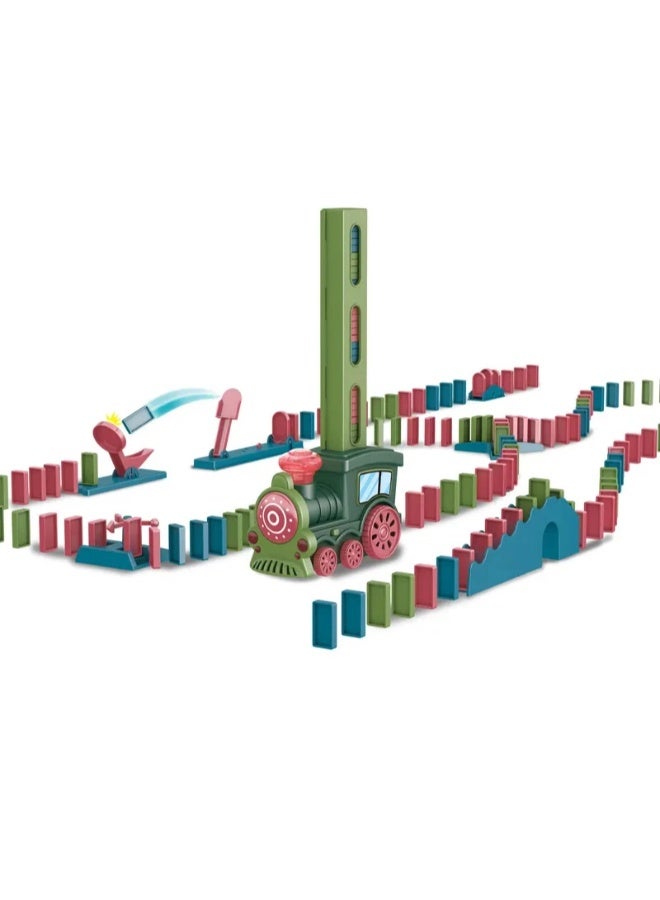 حديقة الألعاب لعبة قطار الدومينو الكهربائي – 120 قطعة – تكديس تلقائي – ممتعة وتعليمية – هدية مثالية للأطفال - Image 1