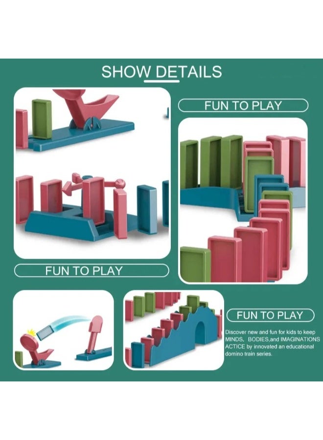 حديقة الألعاب لعبة قطار الدومينو الكهربائي – 120 قطعة – تكديس تلقائي – ممتعة وتعليمية – هدية مثالية للأطفال - Image 4