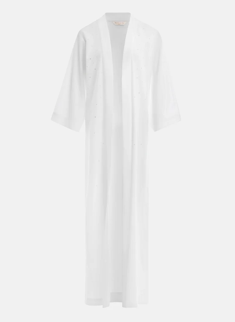 ليتشي سترة ماكسي فضفاضة مع أحجار الراين