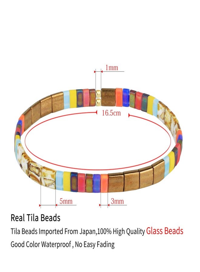 KELITCH Women Friendship Bracelets Shell Beaded Colorful Elastic Stretch Bracelets - Image 5