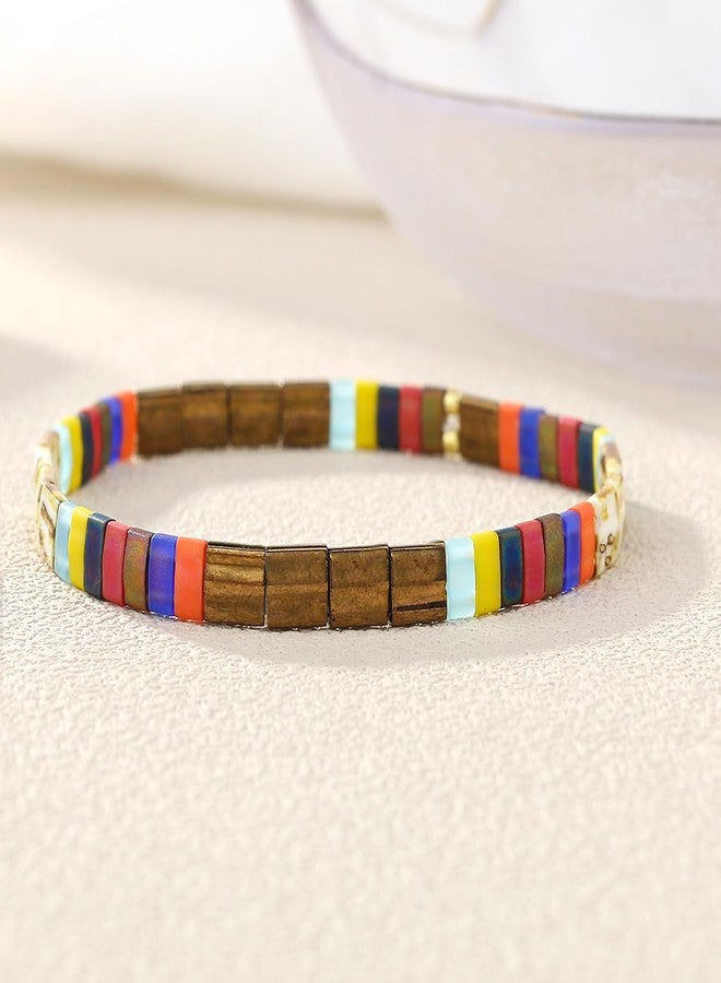 KELITCH Women Friendship Bracelets Shell Beaded Colorful Elastic Stretch Bracelets - Image 4