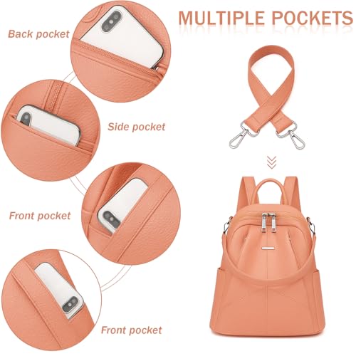 MUCHOVA Women Casual Travel Bags Stylish Medium Lightweight Backpack for Girls Fashion Multipurpose Shoulder Backpack (Pink) - Image 5
