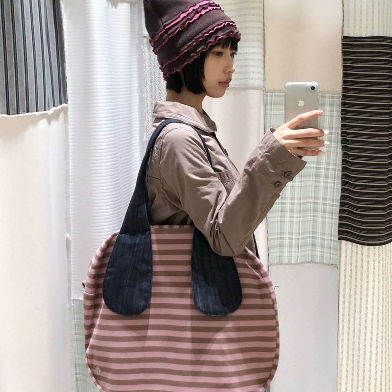 Women's Striped Canvas Tote Bag, Large Capacity Shoulder Bag for Daily Commute - Image 4