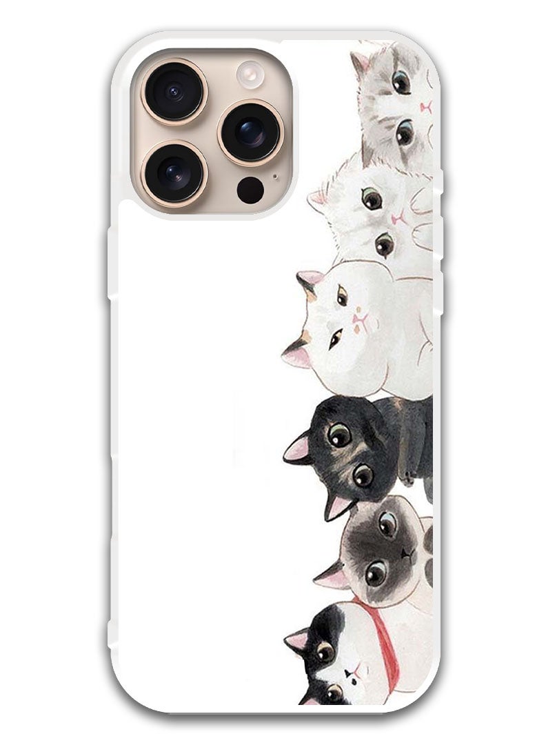 Theodor Protective Case Cover For APPLE IPHONE 16 Pro Max Cute Cats (White Bumper) - Image 1