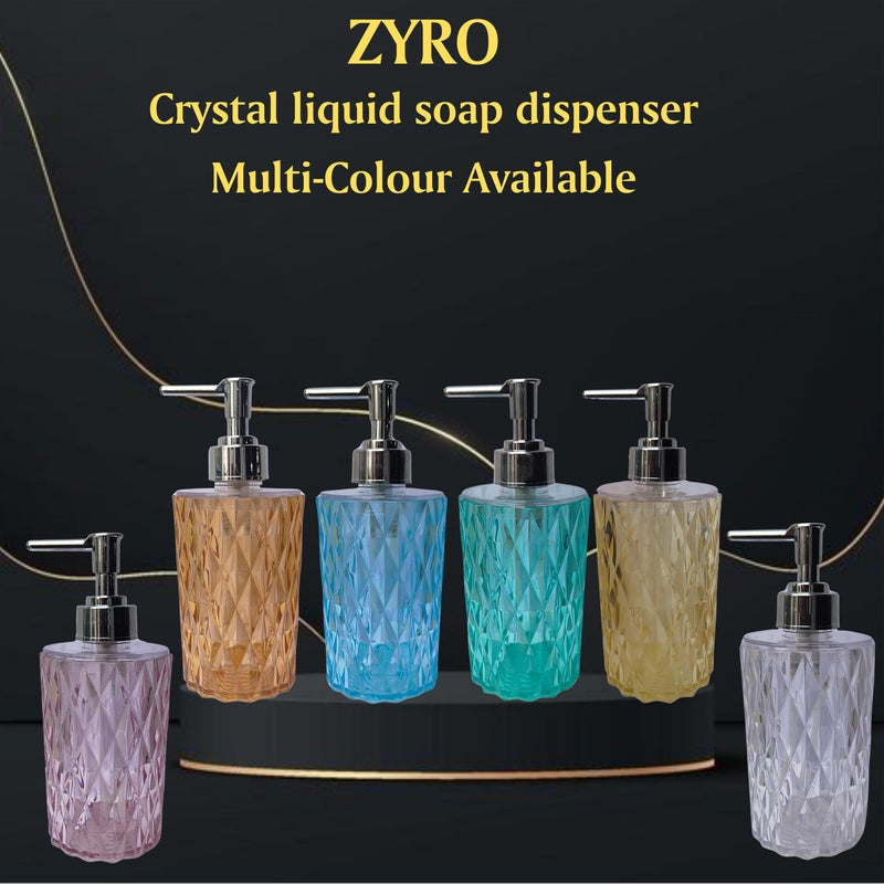 Zyro Crystal Liquid Soap Dispenser Stylish Diamond Cut Design with Pump (350 ML) for Bathroom, Kitchen, Countertop Multipurpose Shampoo, Conditioner, Lotion & Hand Soap Bottle Turquoise - Image 5