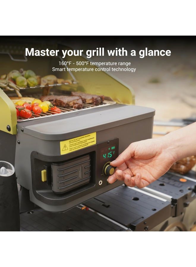 Exit Fire'n'Go 20V Portable Wood Pellet Grill Smoker, Electric Tabletop Pellet Smoker, 287 Sq.In. Cooking Area, Temperature Control (160-500°F) Outdoor BBQ Grill for Camping, Tailgating, RV, EX110 - Image 5