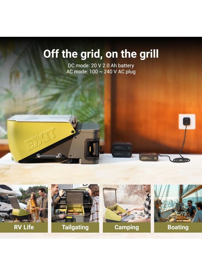 Exit Fire'n'Go 20V Portable Wood Pellet Grill Smoker, Electric Tabletop Pellet Smoker, 287 Sq.In. Cooking Area, Temperature Control (160-500°F) Outdoor BBQ Grill for Camping, Tailgating, RV, EX110 - Image 4