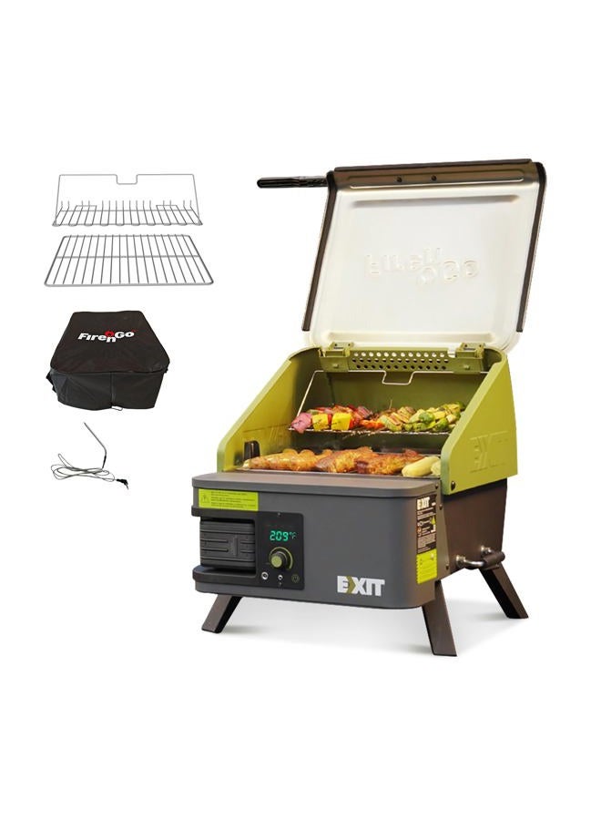 Exit Fire'n'Go 20V Portable Wood Pellet Grill Smoker, Electric Tabletop Pellet Smoker, 287 Sq.In. Cooking Area, Temperature Control (160-500°F) Outdoor BBQ Grill for Camping, Tailgating, RV, EX110 - Image 1