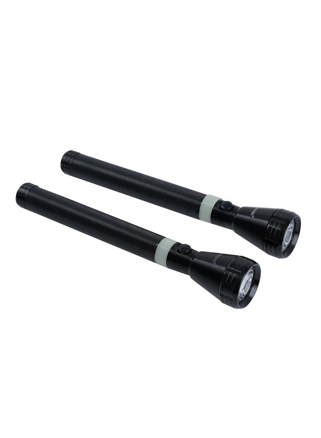 SONASHI 2 Pcs Rechargeable LED Torch  CorrosionWaterShock Resistant  Rechargeable Battery with Continuous Working of 4 Hours  Unbreakable Glass with Machined Aircraft Aluminum Body 19cm SLT-1011 Black 19cm - Image 2