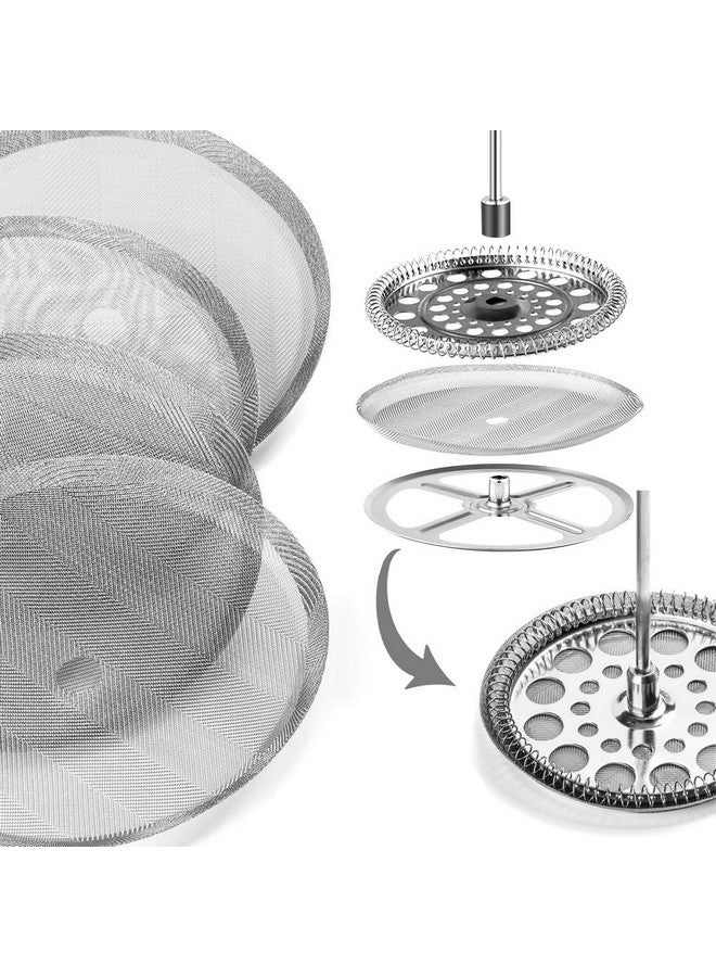 ACKLLR 6 Pack French Press Replacement Filter Screen,Reusable Stainless Steel Mesh Filters For Universal 1000 Ml / 34 Oz / 8 Cup French Press Coffee Makers - Image 4