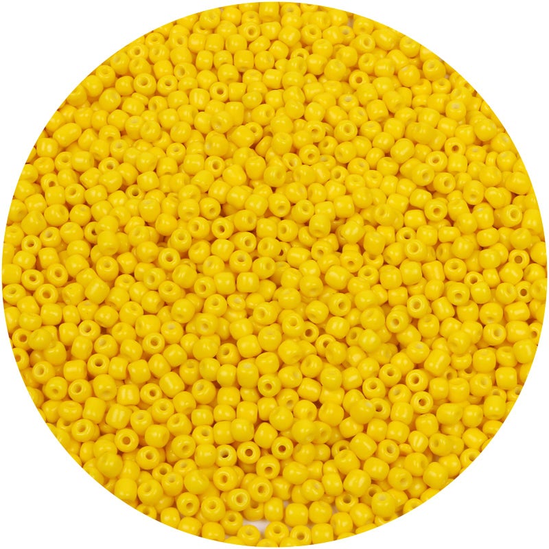 MIKIMIQI 2200pcs Glass Seed Beads Bulk 4mm 60 Pony Beads Bulk for Jewelry Making Mini Spacer Beads Loose Beads Craft Small Glass Seed Beads for DIY Bracelet Wrist Bright Yellow