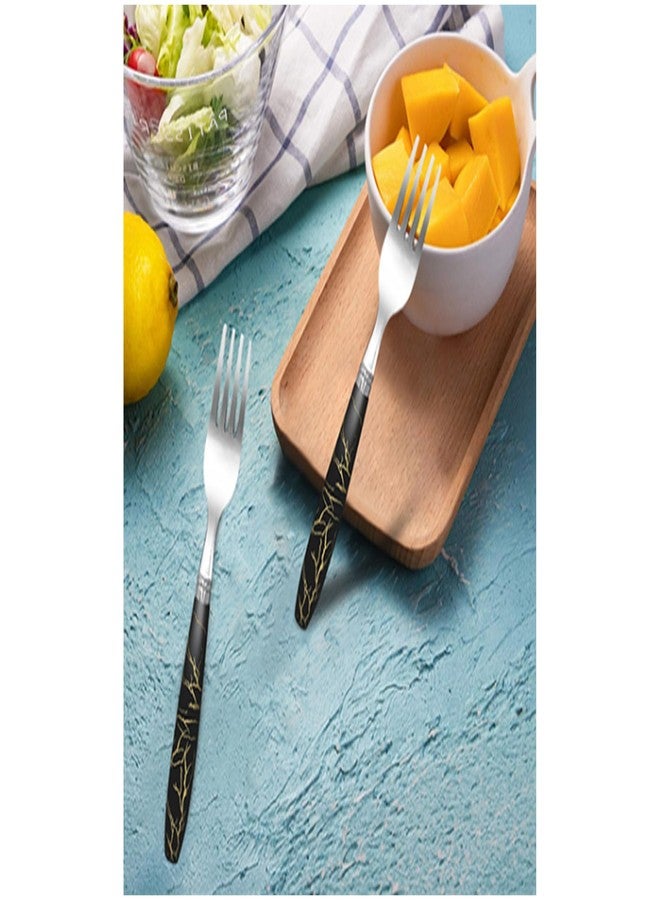 Ervio Fork Set of 6 – Black Marble Handle Stainless Steel Dinner Forks | Elegant Dining Forks for Kitchen & Table | Kanta Chammach Cutlery Set for Home, Restaurant, Parties - Image 4