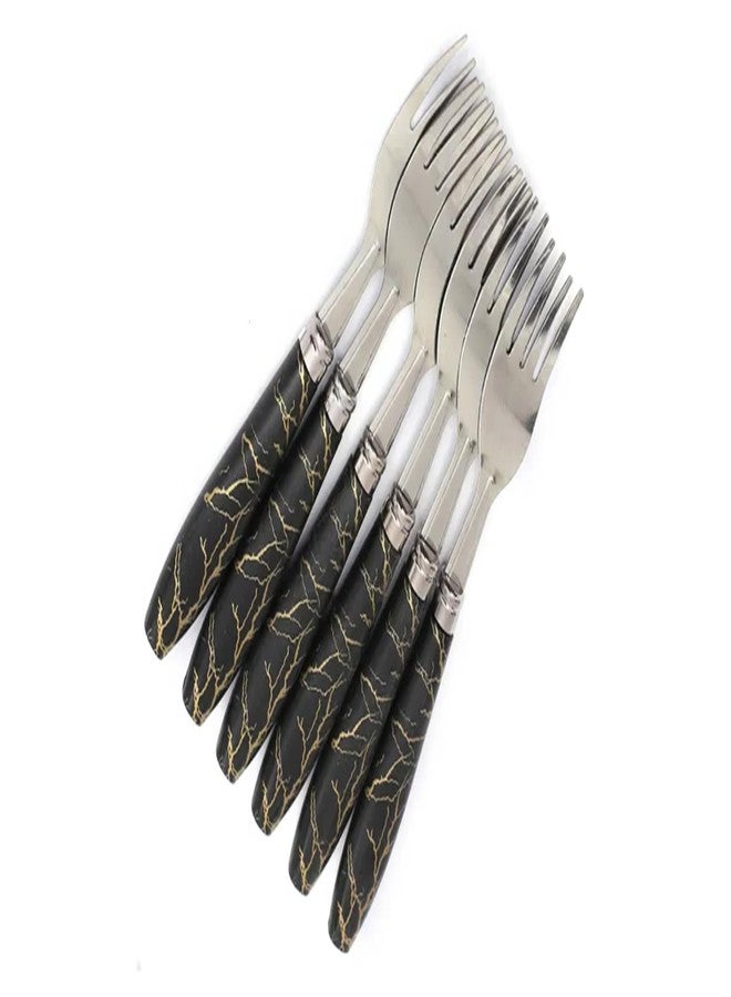 Ervio Fork Set of 6 – Black Marble Handle Stainless Steel Dinner Forks | Elegant Dining Forks for Kitchen & Table | Kanta Chammach Cutlery Set for Home, Restaurant, Parties - Image 3