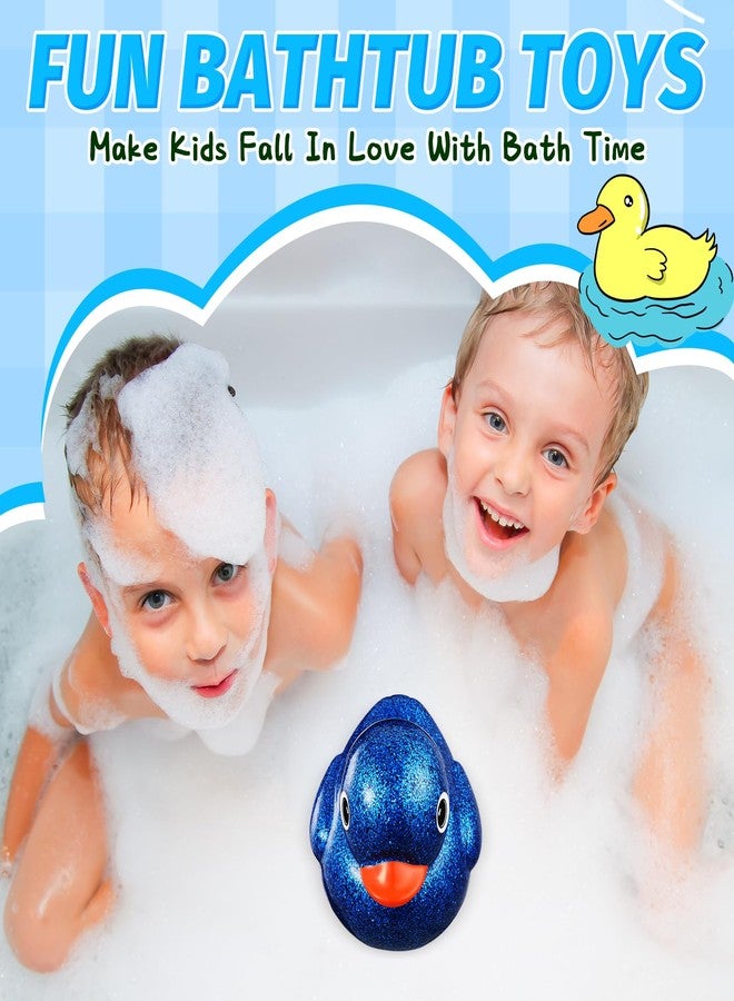 Honoson 6.89 Inch Giant Glitter Rubber Duck Big Glitter Rubber Duck Large Sparkly Duckling Bath Toy with Squeaky Sound for Summer Baby Shower Birthday Party Favor Gift(Dark Blue) - Image 3