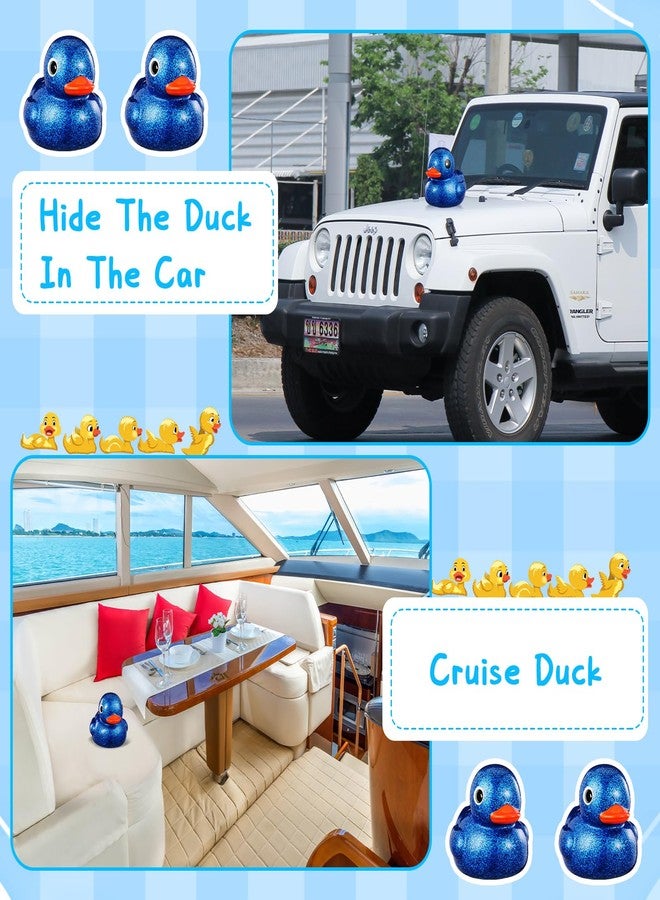 Honoson 6.89 Inch Giant Glitter Rubber Duck Big Glitter Rubber Duck Large Sparkly Duckling Bath Toy with Squeaky Sound for Summer Baby Shower Birthday Party Favor Gift(Dark Blue) - Image 5