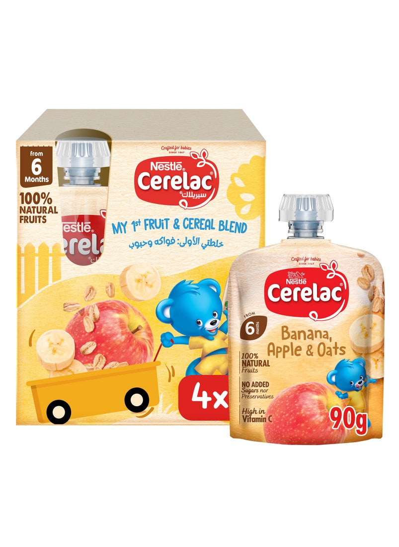 Cerelac - Banana Apple And Oat Puree Pouch 4 x 90g - Image 1