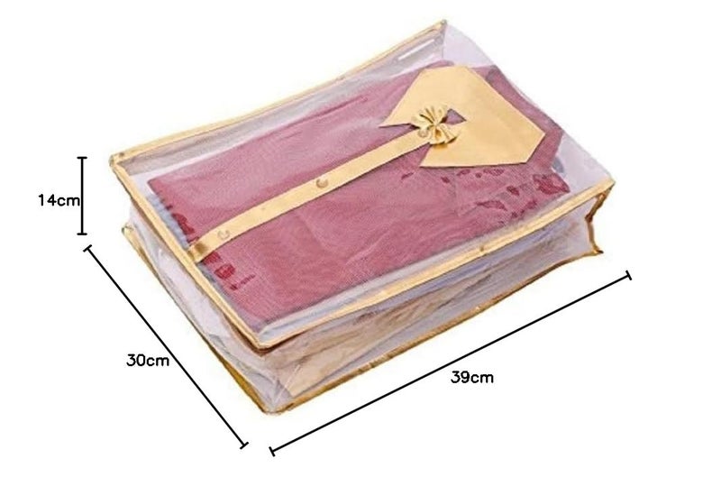 Ankit Traders Transparent Shirt Cover Storage Bags for Wardrobe and Closet Organizer with Zipper Pack of 6 Blue Golden - Image 4