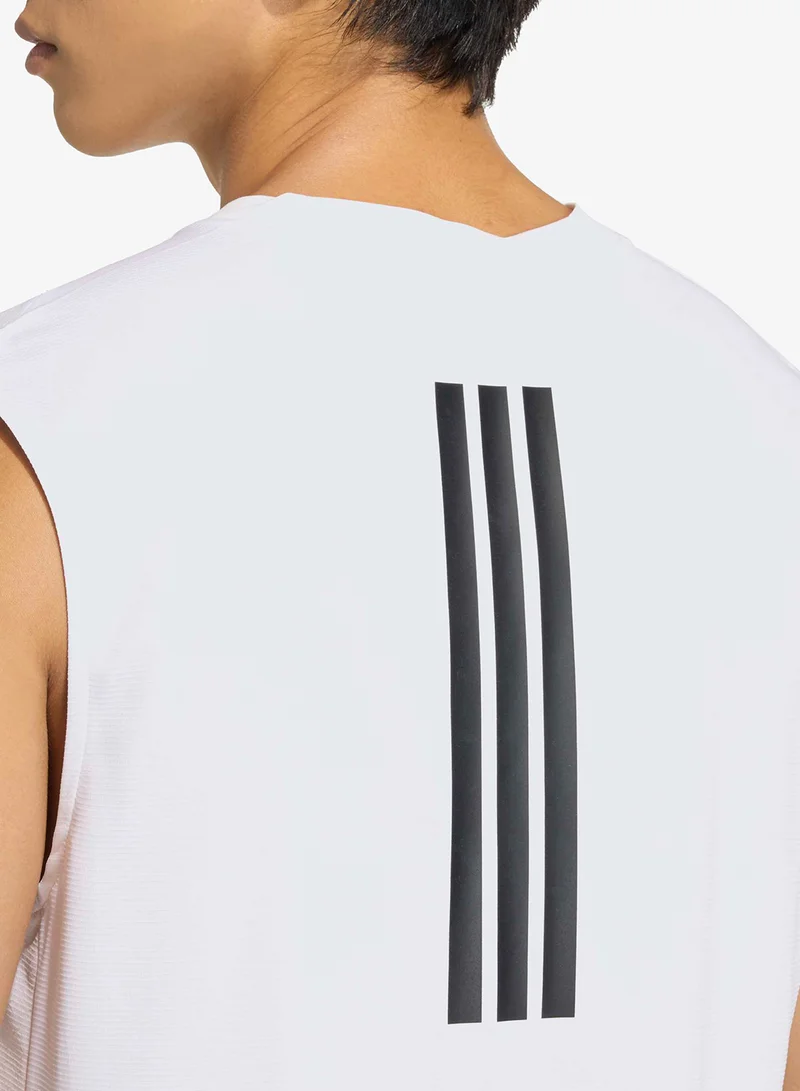 Adidas WHITE D4T Primelift 3 Stripes Tank Top for Men | Best Price UAE