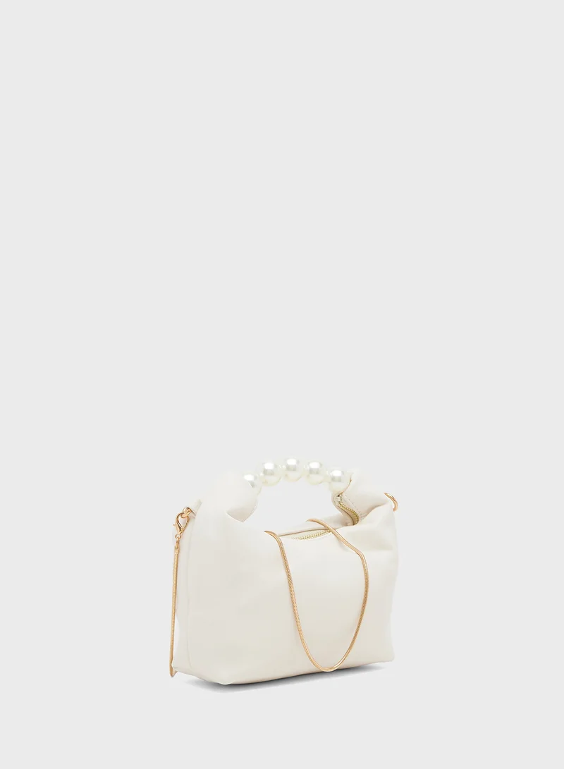 ELLA Monochrome Pearl Beaded Embellished Mini Bag