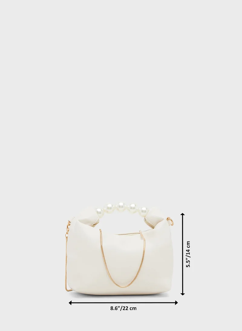 ELLA Monochrome Pearl Beaded Embellished Mini Bag