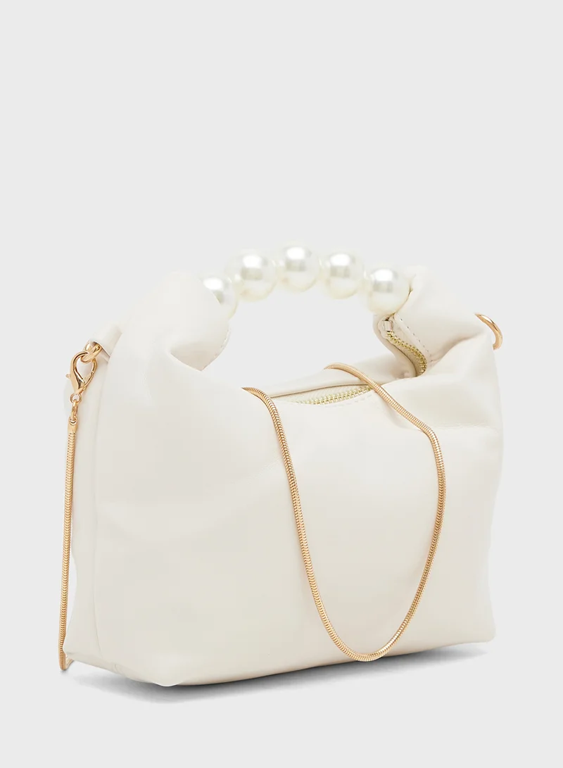 ELLA Monochrome Pearl Beaded Embellished Mini Bag