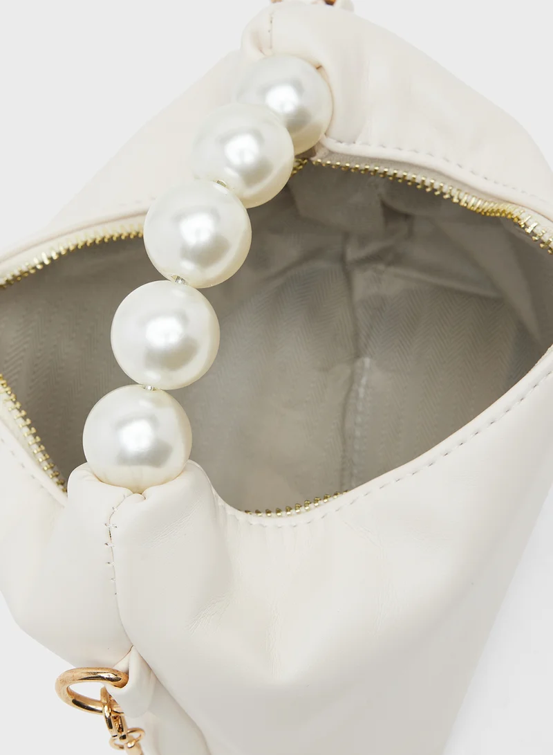 ELLA Monochrome Pearl Beaded Embellished Mini Bag