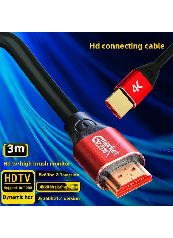 ماركة غير محددة كابل شاشة كمبيوتر HDMI 8K TV set top box projector إصدار 2.0 كابل HDMI عالي الدقة 4K - اللون: إصدار HDMI 4K 2.0 مع نموذج هندسة الشريحة - طول الخط: 50 مترًا  - Image 1