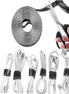 Generic Hook and Loop Tape Roll - 20mm Wide x 5m Long - Double Sided Heavy Duty Nylon Reusable Adjustable Tape Cord Organizer Cable Wrap - Black 