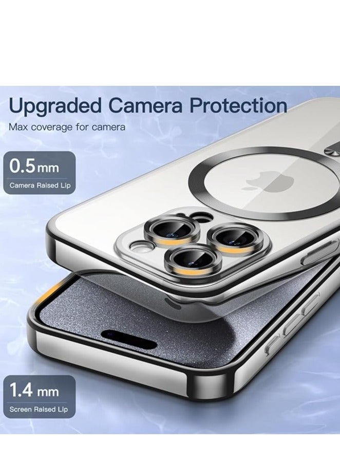 Full Protection Clear Magnetic Case with Camera Lens Protector Compatible with MagSafe Anti-Scratch Case for iPhone 11 Pro Max Silver