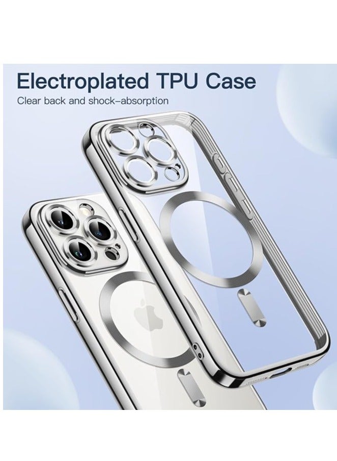 Full Protection Clear Magnetic Case with Camera Lens Protector Compatible with MagSafe Anti-Scratch Case for iPhone 11 Pro Max Silver