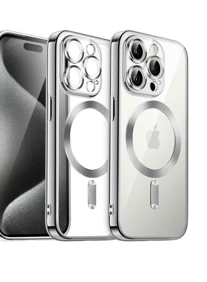 Full Protection Clear Magnetic Case with Camera Lens Protector Compatible with MagSafe Anti-Scratch Case for iPhone 11 Pro Max Silver