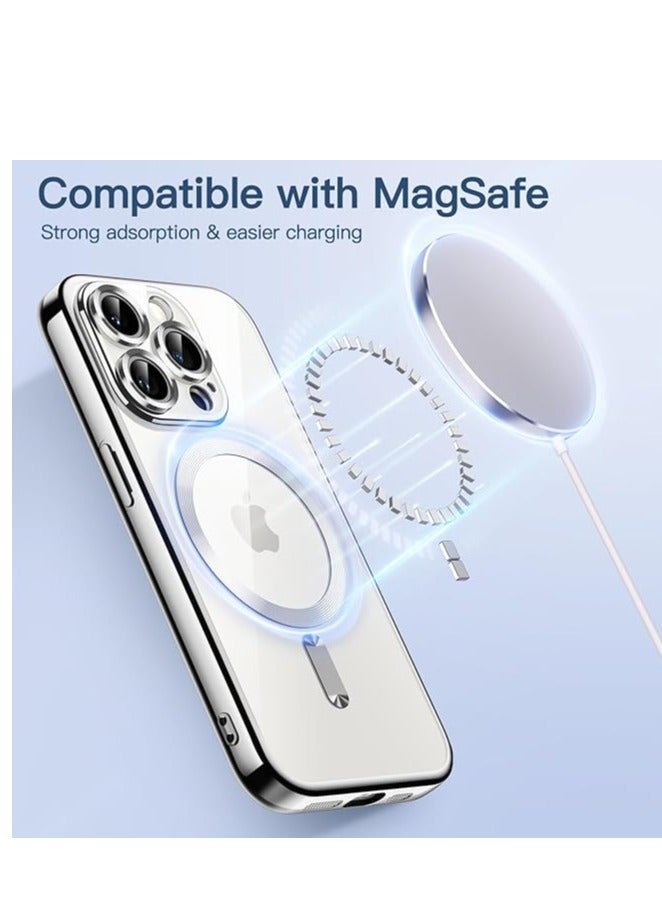 Full Protection Clear Magnetic Case with Camera Lens Protector Compatible with MagSafe Anti-Scratch Case for iPhone 11 Pro Max Silver